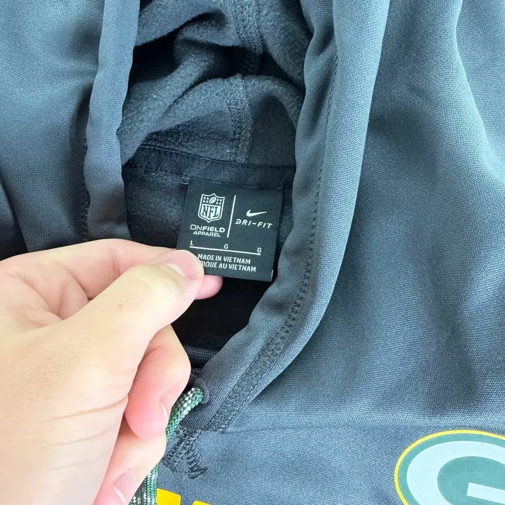 Nike Green Bay Packers Dri-Fit Hoodie Men's Large Dark Grey NFL Sweatshirt